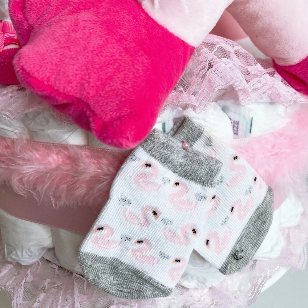Pink Flamingo Diaper Cake, Flamingo Themed, Flamingo Baby Shower, Centerpiece